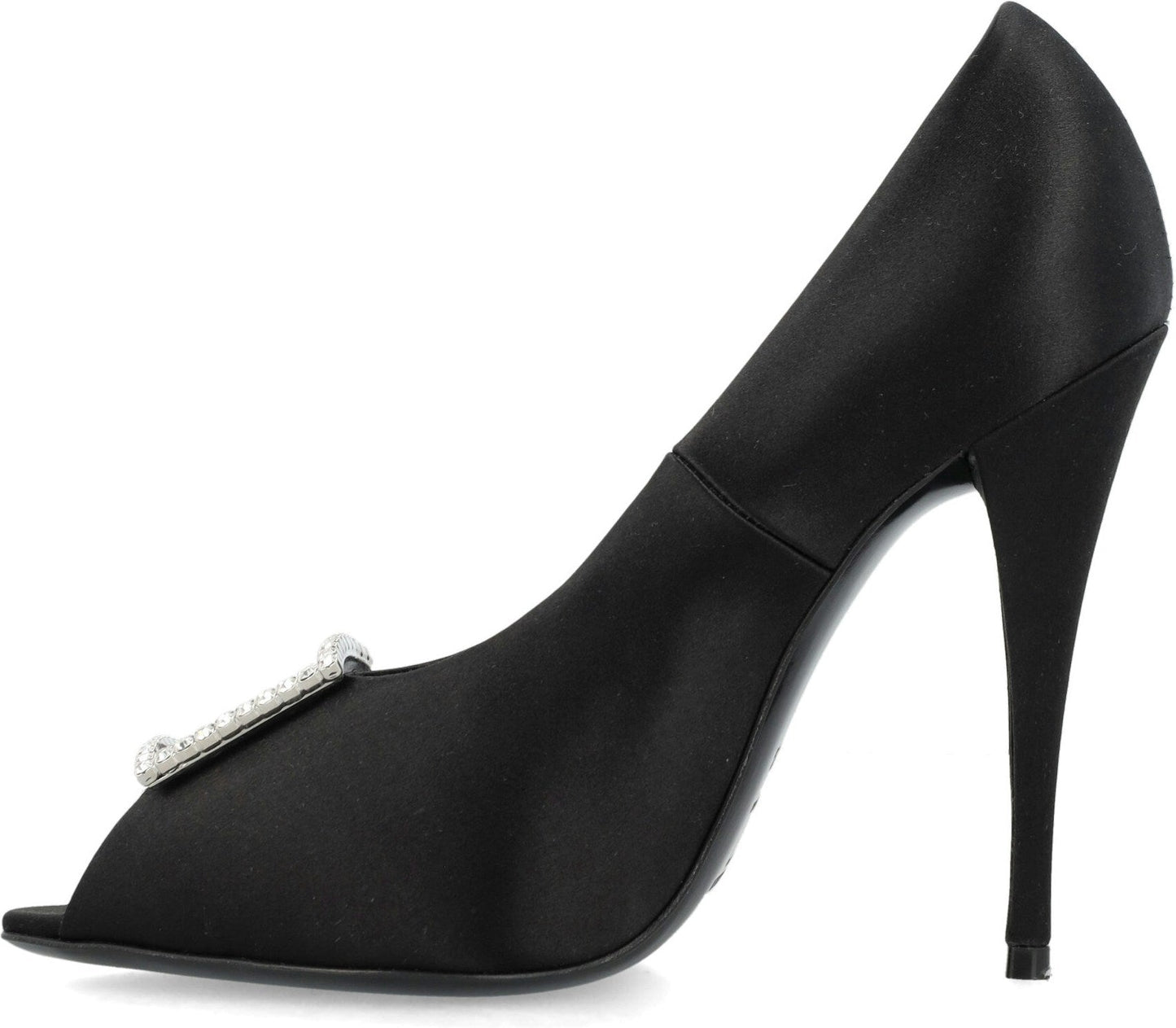 PEEP PUMPS IN SATIN CREPE
