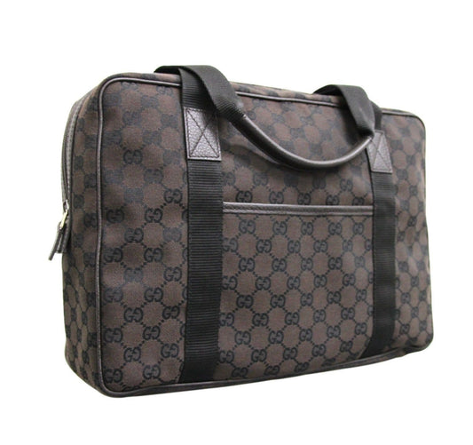 Gucci 282529 Unisex Brown Canvas Shoulder Laptop Bag Tote Handbag - Final Call
