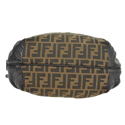 Fendi Zucca Pattern HandBag Brown Nylon Leather