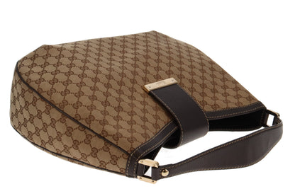 Gucci GG Canvas Hobo Large With Brown Leather Trims