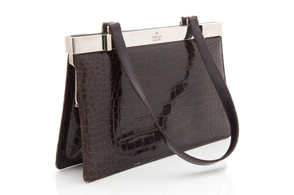 Gucci Brown Crocodile Tom Ford Era Top Handle Handbag