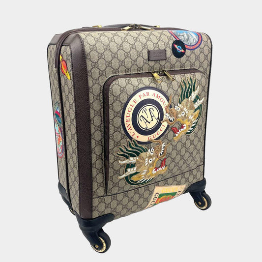 GUCCI GG Supreme Carry-On Suitcase- Travel Patches
