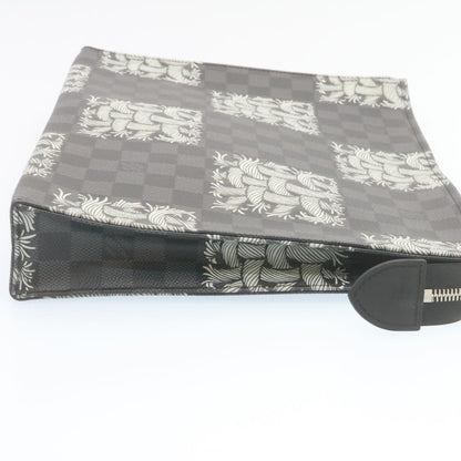 LOUIS VUITTON Damier Graphite Pochette Voyage Clutch Bag N61234 LV Auth 27628A