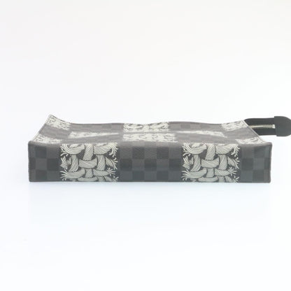 LOUIS VUITTON Damier Graphite Pochette Voyage Clutch Bag N61234 LV Auth 27628A