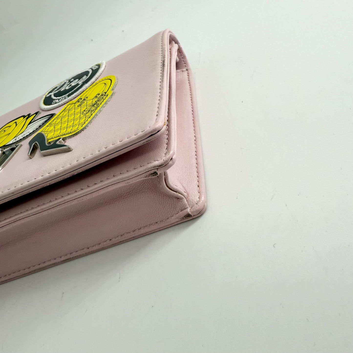 Christian Dior Diorama Patch Embellished Leather Wallet on Chain TWS