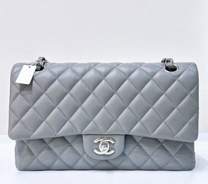 Chanel Flap Medium Quilted Grey Shoulder Bag