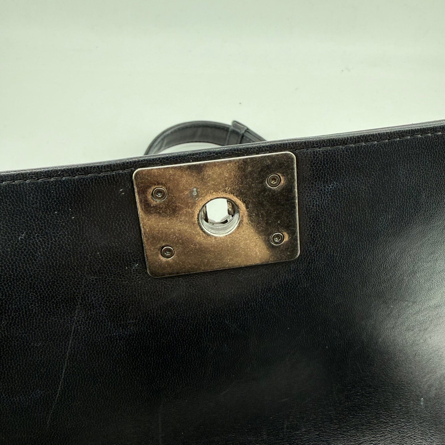 Chanel Medium Black Lambskin Ruthenium Hardware Le Boy Flap Bag