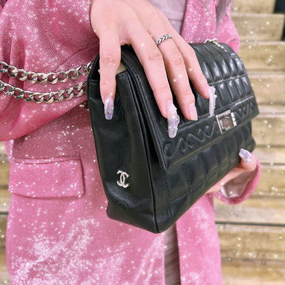 Chanel 2.55 chocolate bar rhinestone chain shoulder bag TWS