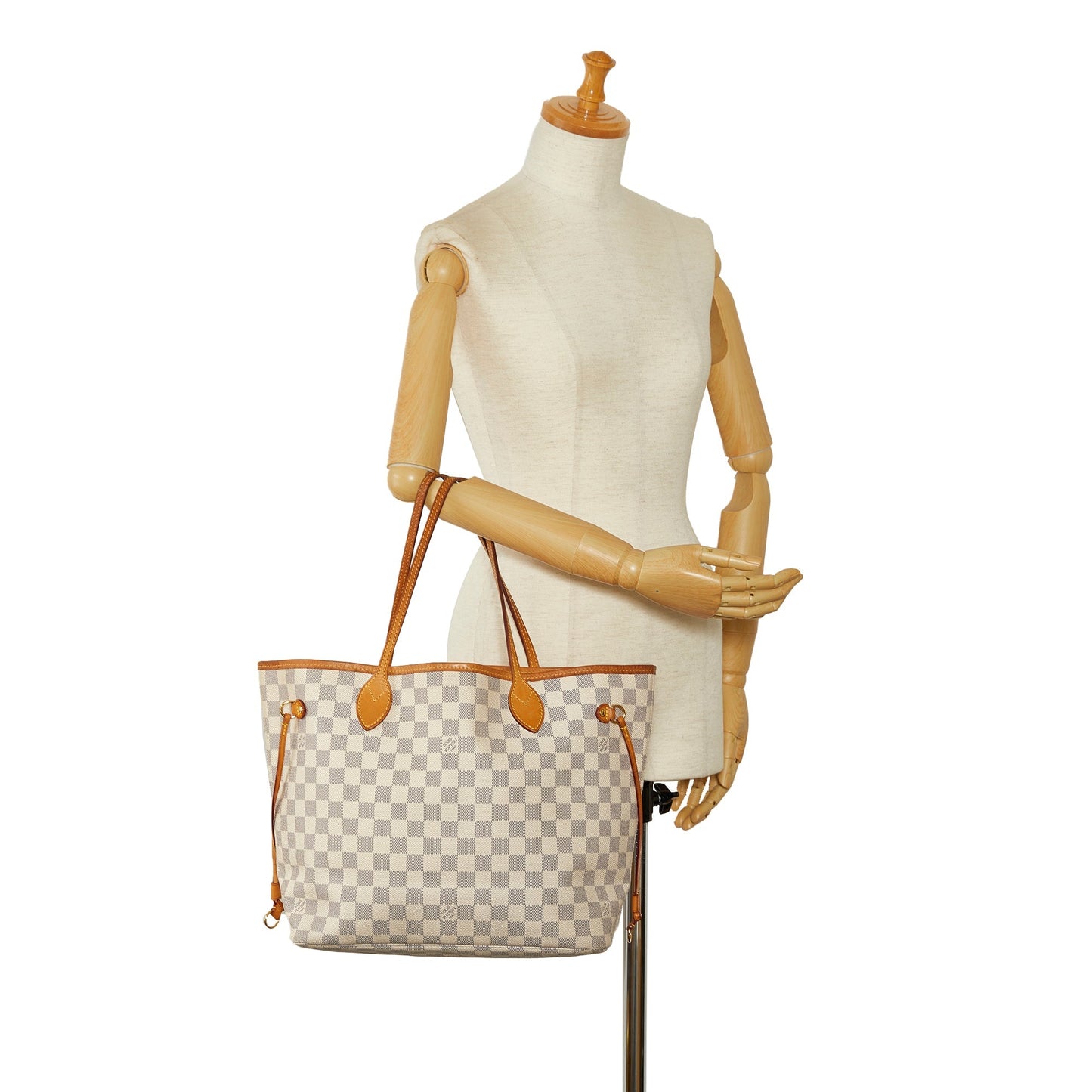 White Louis Vuitton Damier Azur Neverfull MM Tote Bag