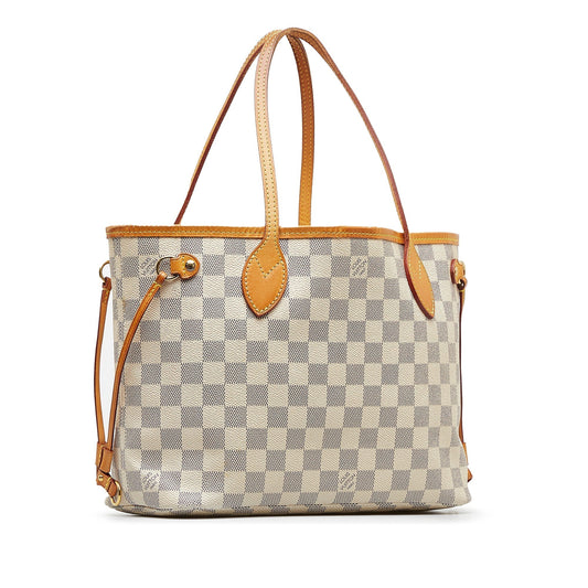 White Louis Vuitton Damier Azur Neverfull PM Tote Bag