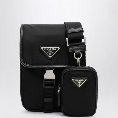 Prada Small Messenger Bag In Black Re-Nylon Men