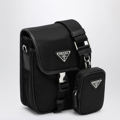 Prada Small Messenger Bag In Black Re-Nylon Men