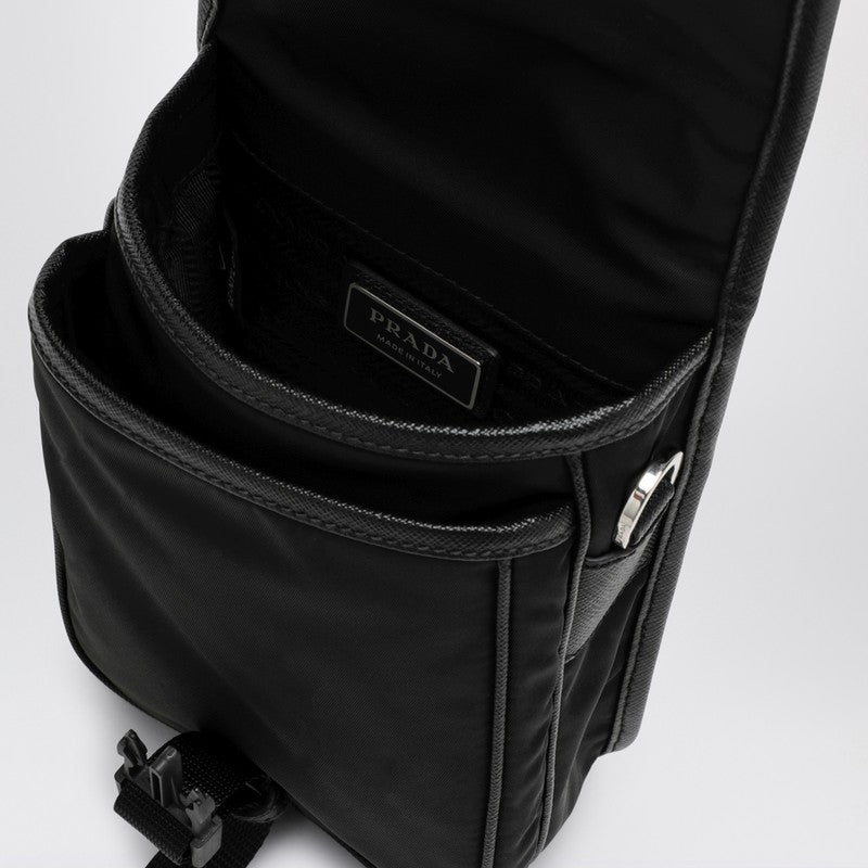 Prada Small Messenger Bag In Black Re-Nylon Men