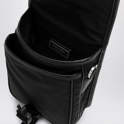 Prada Small Messenger Bag In Black Re-Nylon Men