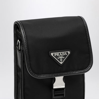 Prada Small Messenger Bag In Black Re-Nylon Men