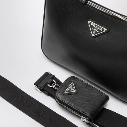 Prada Small Black Saffiano Shoulder Bag Men