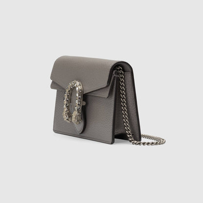Gucci Dionysus Leather Super Mini Bag Grey