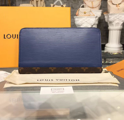 Louis Vuitton Zippy Organizer Epi Leather Blue and Gray