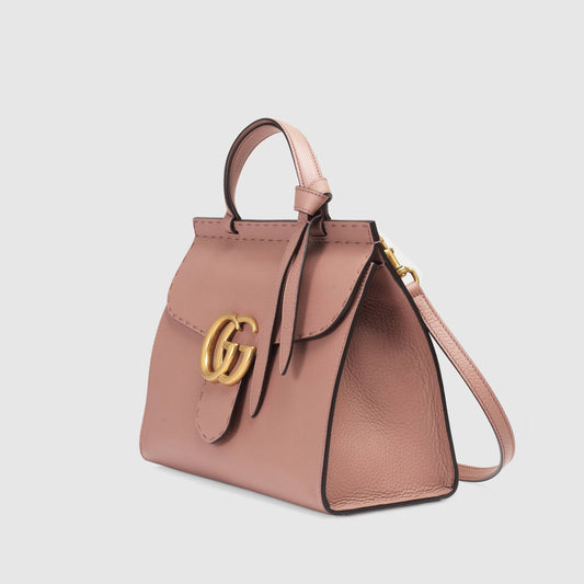Gucci GG Marmont Small Top Handle Bag Lightweight Leather Dusty Pink
