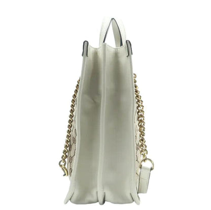 GUCCI Horsebit 1955 GG Supreme Canvas Tote Bag White 621144