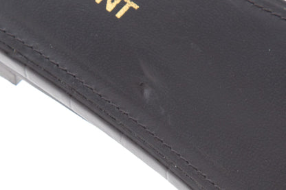 Saint Laurent Black Tribute Croc Embossed Sandals SZ 37.5