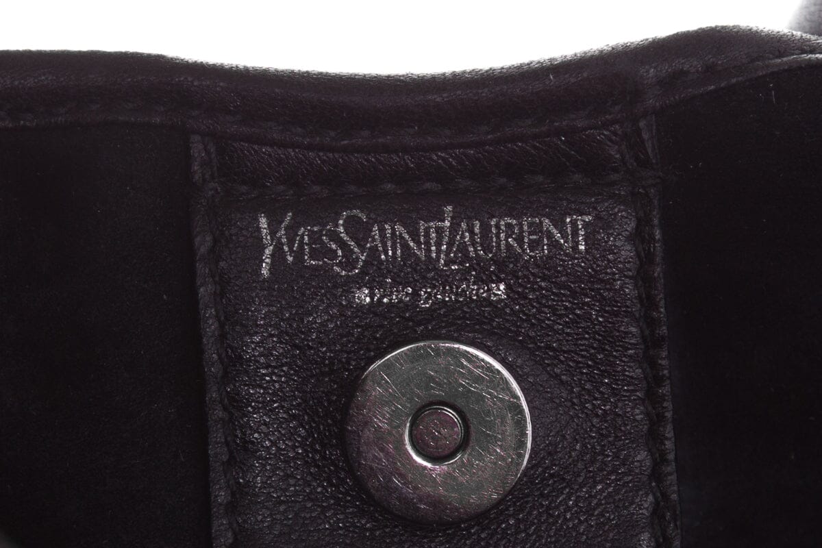 YSL Vintage Black Lambskin & Horn Handle Handbag