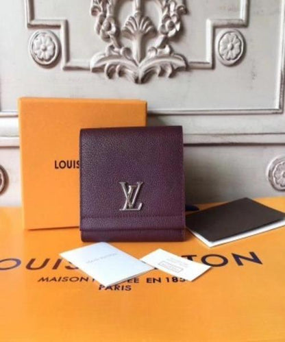 Louis Vuitton LockMe II Compact Wallet Taurillon Leather Prune<