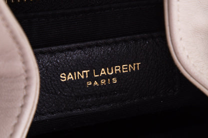 YSL Blanc Chevron Quilted Backpack Handbag