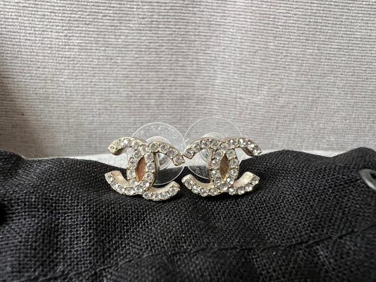 Chanel CC Crystal Stud Earrings