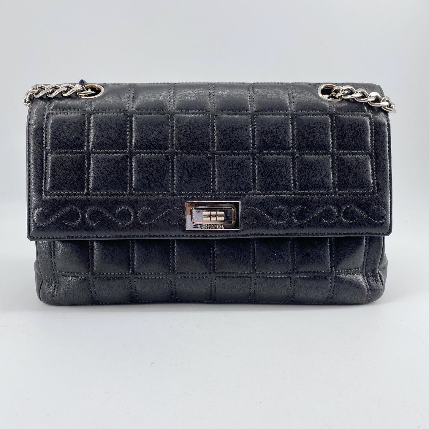 Chanel 2.55 chocolate bar rhinestone chain shoulder bag TWS