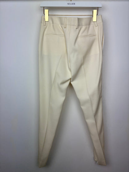 Saint Laurent Cream Suit Jacket and Trouser Set With Silk Lapel Detail Size FR 36 (UK 8)