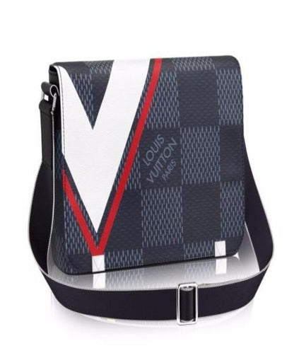Louis Vuitton District PM Messenger Bag Damier Cobalt Canvas Red