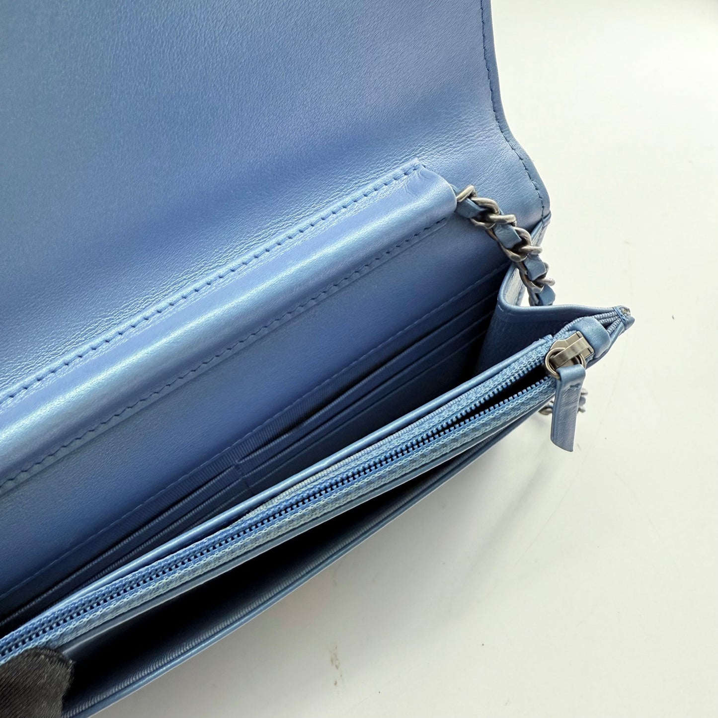 Chanel Iridescent Blue Wallet On Chain
