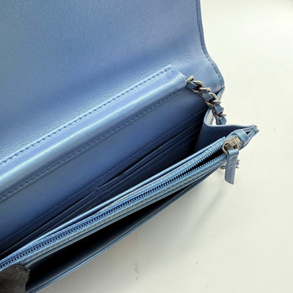 Chanel Iridescent Blue Wallet On Chain
