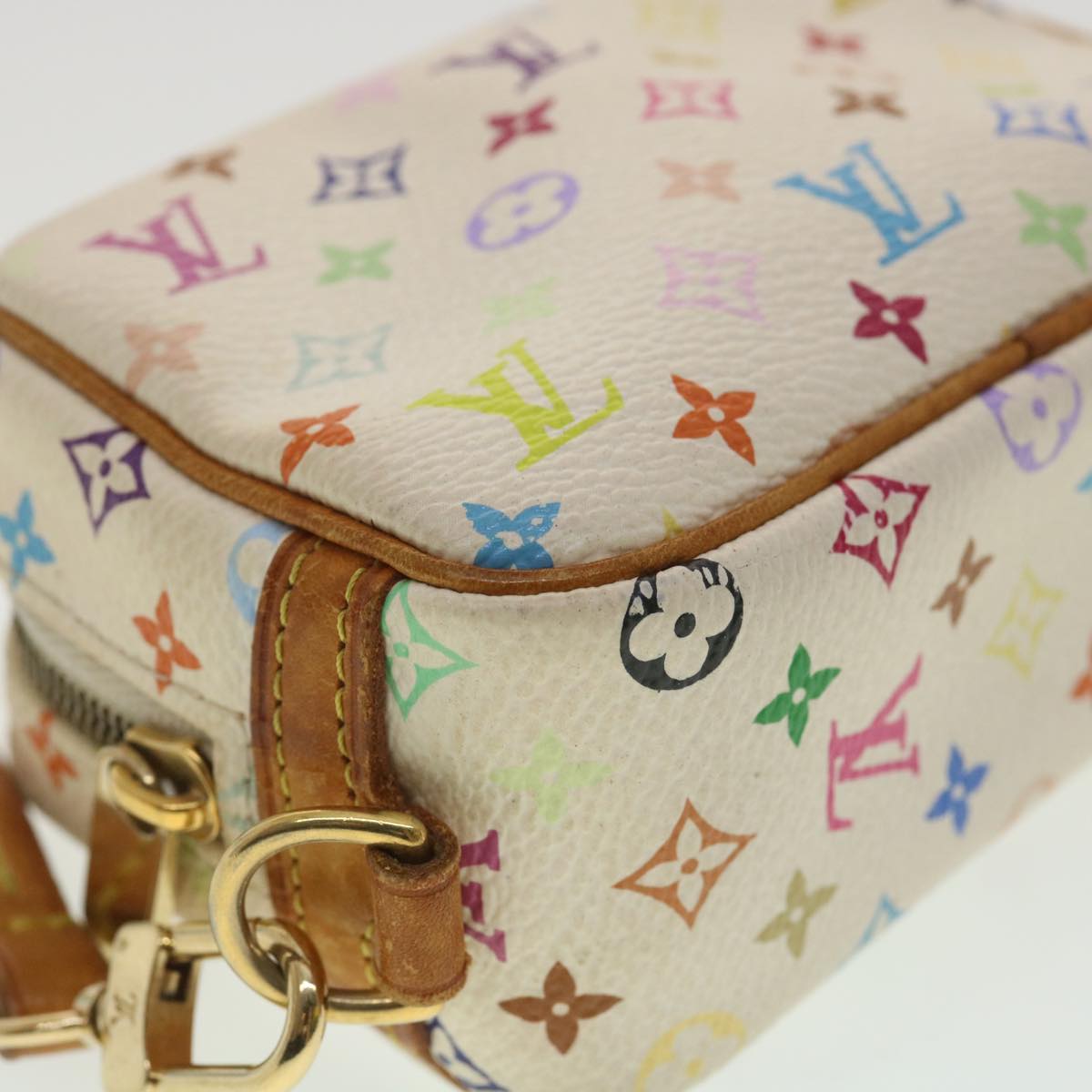 LOUIS VUITTON Monogram Multicolor Trousse Wapity Pouch White M58033 Auth 36551