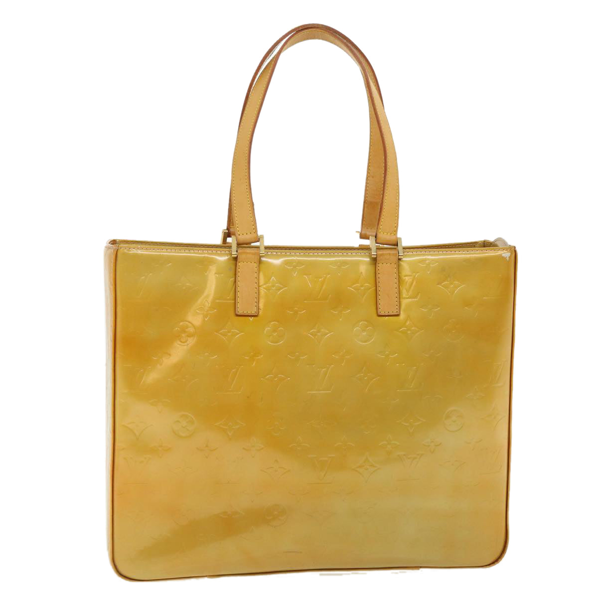 LOUIS VUITTON Monogram Vernis Columbus Tote Bag Beige M91023 LV Auth 37038