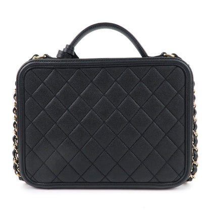 CHANEL CC Filigree Matelasse Caviar Skin Shoulder Bag Black A93344