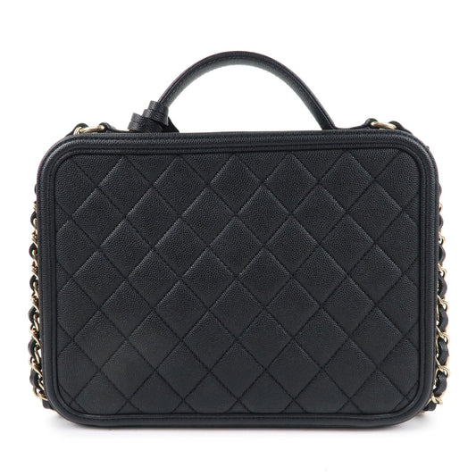 CHANEL CC Filigree Matelasse Caviar Skin Shoulder Bag Black A93344