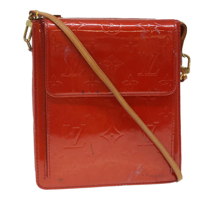 LOUIS VUITTON Monogram Vernis Motto Accessory Pouch Red M91137 LV Auth 37097