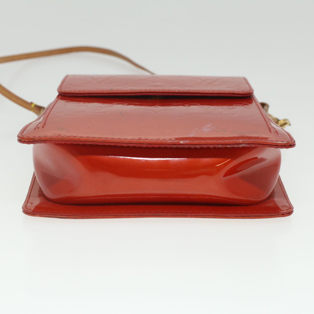 LOUIS VUITTON Monogram Vernis Motto Accessory Pouch Red M91137 LV Auth 37097