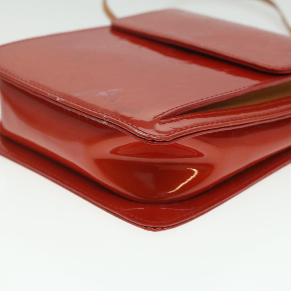 LOUIS VUITTON Monogram Vernis Motto Accessory Pouch Red M91137 LV Auth 37097