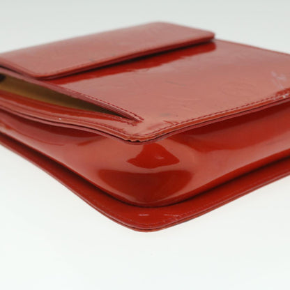 LOUIS VUITTON Monogram Vernis Motto Accessory Pouch Red M91137 LV Auth 37097