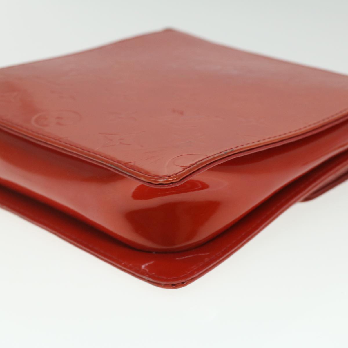 LOUIS VUITTON Monogram Vernis Motto Accessory Pouch Red M91137 LV Auth 37097