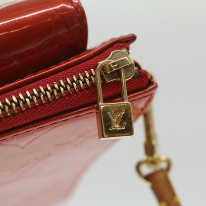 LOUIS VUITTON Monogram Vernis Motto Accessory Pouch Red M91137 LV Auth 37097