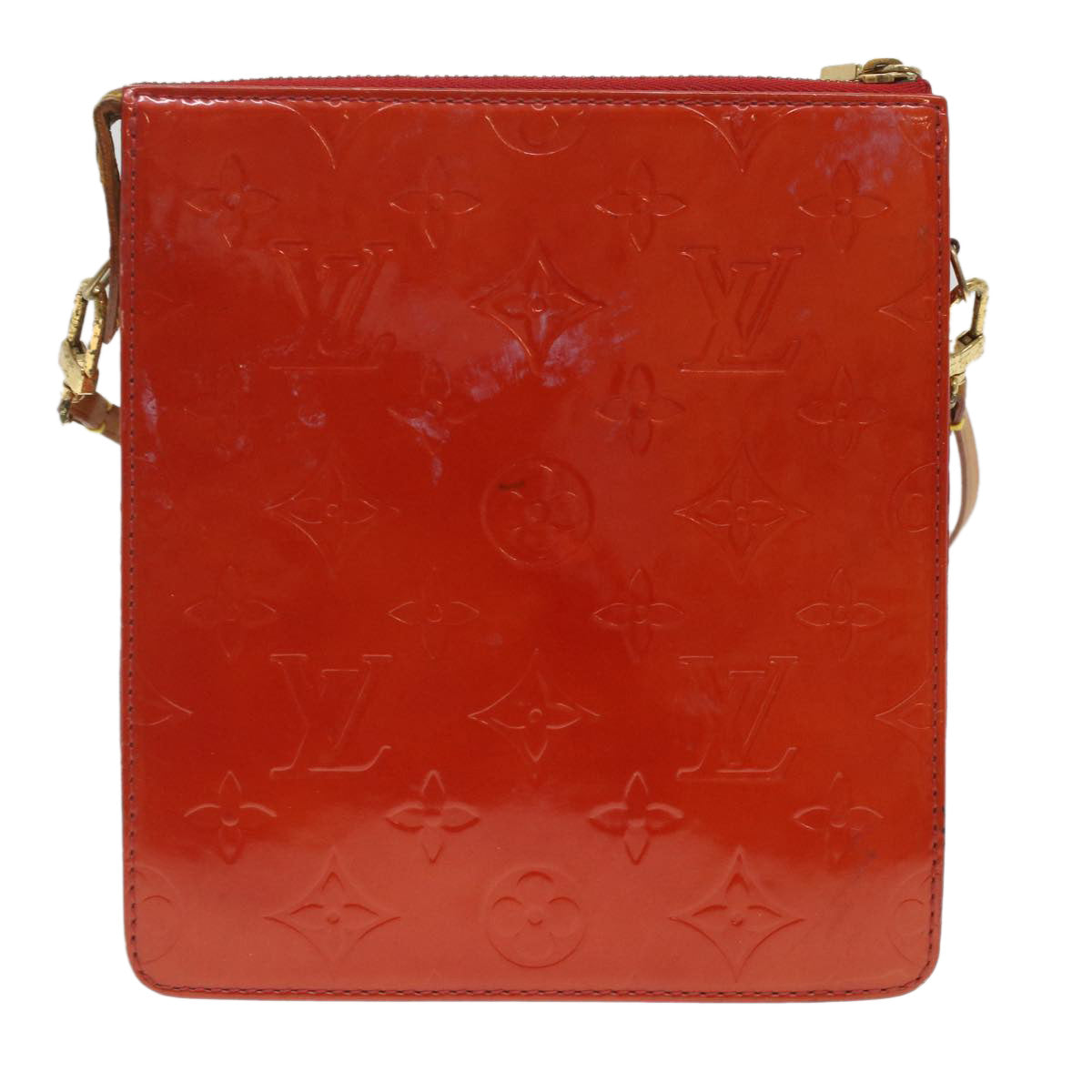 LOUIS VUITTON Monogram Vernis Motto Accessory Pouch Red M91137 LV Auth 37097