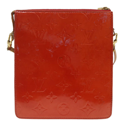 LOUIS VUITTON Monogram Vernis Motto Accessory Pouch Red M91137 LV Auth 37097