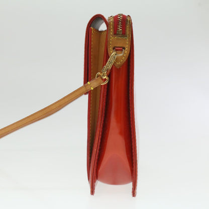 LOUIS VUITTON Monogram Vernis Motto Accessory Pouch Red M91137 LV Auth 37097