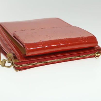 LOUIS VUITTON Monogram Vernis Motto Accessory Pouch Red M91137 LV Auth 37097