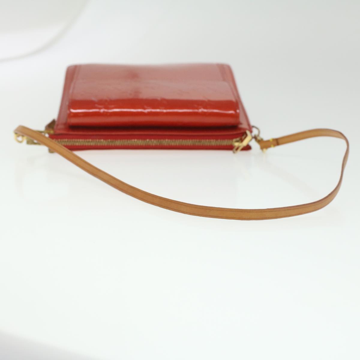 LOUIS VUITTON Monogram Vernis Motto Accessory Pouch Red M91137 LV Auth 37097
