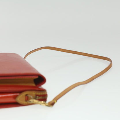 LOUIS VUITTON Monogram Vernis Motto Accessory Pouch Red M91137 LV Auth 37097